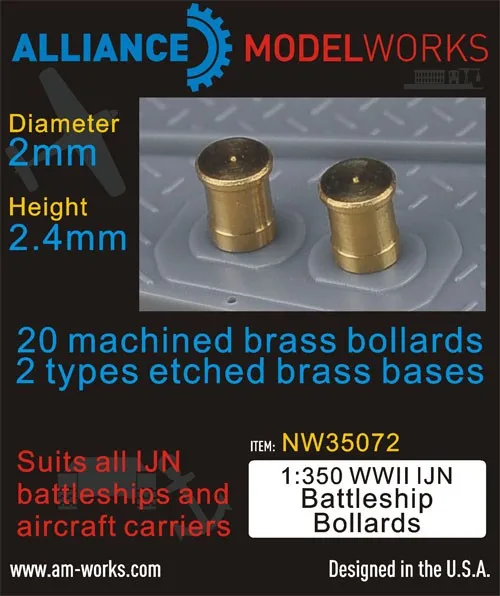 1/350 Scale WWII IJN Battleship Bollards (D:2.0mm,H:2.4m) NW35072 Brass Model Kits Accessory
1/350 Scale WWII IJN Battleship Bollards (D:2.0mm,H:2.4m) NW35072 Brass Model Kits Accessory