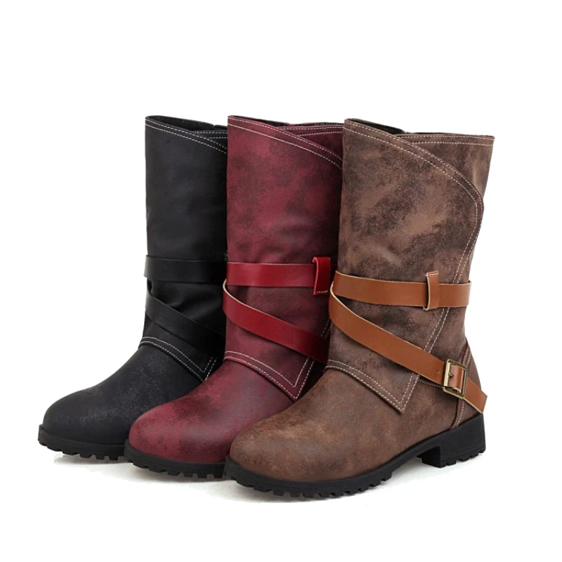 New Winter Women's Shoes PU Buckle Solid Color Round Toe Knight Boots Middle Calf Classic Retro Casual Motorcycle Women's Boots
New Winter Women's Shoes PU Buckle Solid Color Round Toe Knight Boots Middle Calf Classic Retro Casual Motorcycle Women's Boots
