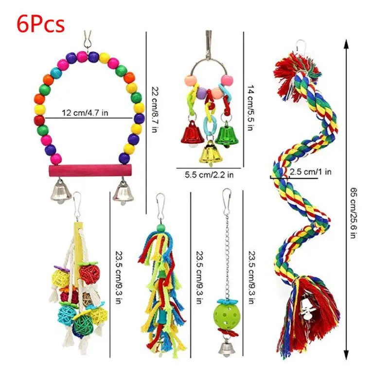 6 Pcs/set Pet Birds Swing Toys Parrots Chewing Hanging Perches Bells Small Parakeets Parrot Cage Bite Climbing Rope Toy
6 Pcs/set Pet Birds Swing Toys Parrots Chewing Hanging Perches Bells Small Parakeets Parrot Cage Bite Climbing Rope Toy