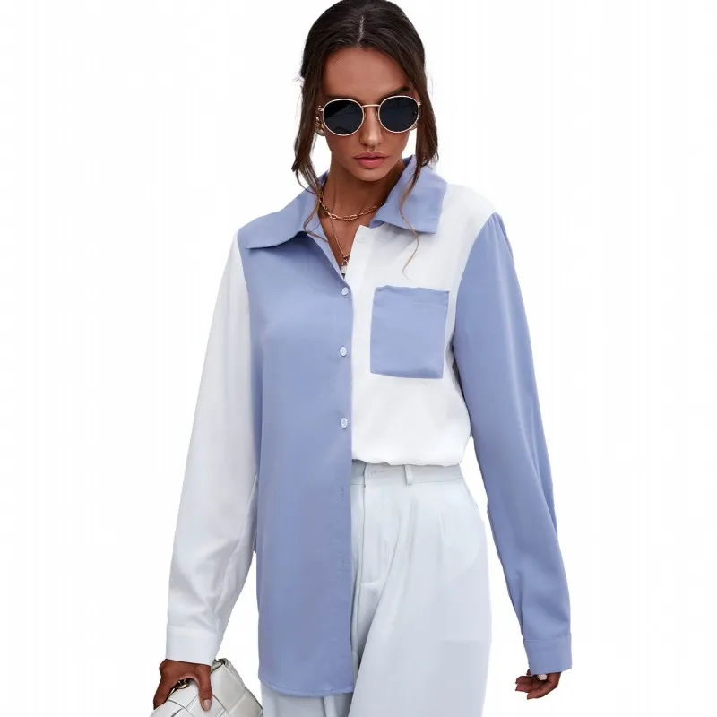 Long Shirts Women Tunics Turn Down Collar Full Sleeve Tops Autumn New Patchwork Pocket Loose Casual Office Lady Blouse Tops 2021
Long Shirts Women Tunics Turn Down Collar Full Sleeve Tops Autumn New Patchwork Pocket Loose Casual Office Lady Blouse Tops 2021