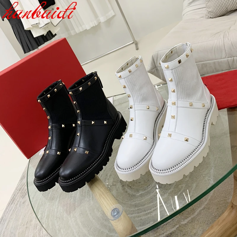 Shoes Women Autumn Winter Genuine Boots Leather Platform Mid Calf Boots Rivets Zipper Thick Bottom Botas De Mujer Size 35-41
Shoes Women Autumn Winter Genuine Boots Leather Platform Mid Calf Boots Rivets Zipper Thick Bottom Botas De Mujer Size 35-41