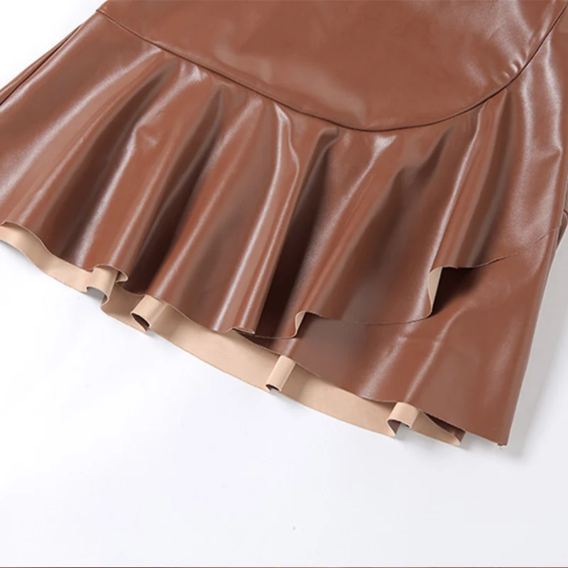 Women's Pu Faux Leather Ruffle Mini Skirt Sexy High Waist Patchwork Bodycon Skirts For Women 2021 Autumn Streetwear Lady Bottom
Women's Pu Faux Leather Ruffle Mini Skirt Sexy High Waist Patchwork Bodycon Skirts For Women 2021 Autumn Streetwear Lady Bottom