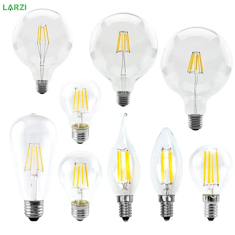 

LED Candle Bulb C35 G45 ST64 Vintage Lamp E14 LED E27 A60 G95 G125 220V LED Globe 2W 4W 6W 8W Filament Edison LED Light Bulbs