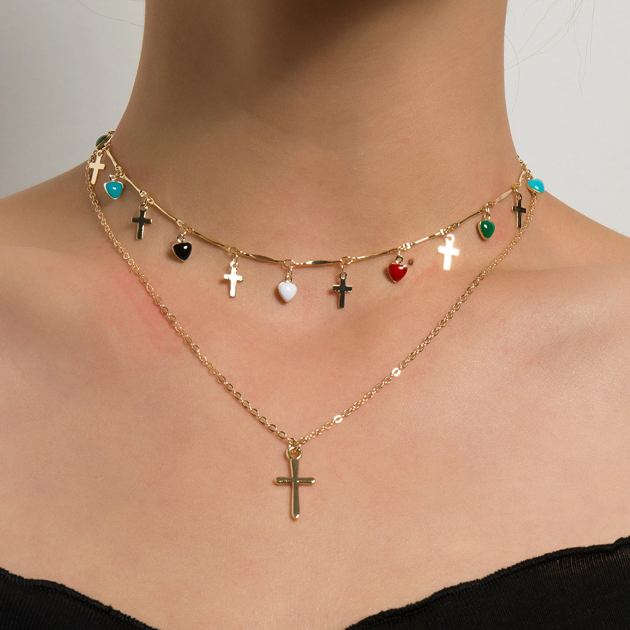 Bohemia Long Chains Necklace for Women 2Pcs Layered Drip Glaze Design Goth Chain Cross Pedant Necklace Set Jewelry Gift Choker
Bohemia Long Chains Necklace for Women 2Pcs Layered Drip Glaze Design Goth Chain Cross Pedant Necklace Set Jewelry Gift Choker