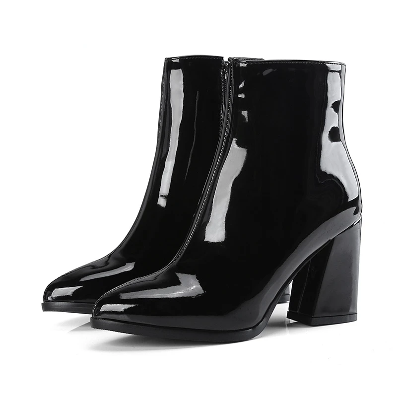 New Patent Leather Boots Heels Women Pointed Toe Footwear Female Boots Punk Shoes Woman 2021 New Autumn Ankle Boots Zipper
New Patent Leather Boots Heels Women Pointed Toe Footwear Female Boots Punk Shoes Woman 2021 New Autumn Ankle Boots Zipper