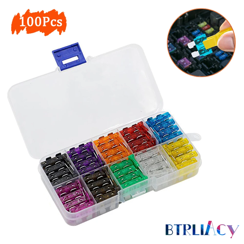 BTRLIACY 100Pcs Car Fuses 2A 3A 5A 7.5A 10A 15A 20A 25A 30A 35A Fuse with Box Clip Assortment Set Auto Blade Fuse Set Wholesale
BTRLIACY 100Pcs Car Fuses 2A 3A 5A 7.5A 10A 15A 20A 25A 30A 35A Fuse with Box Clip Assortment Set Auto Blade Fuse Set Wholesale