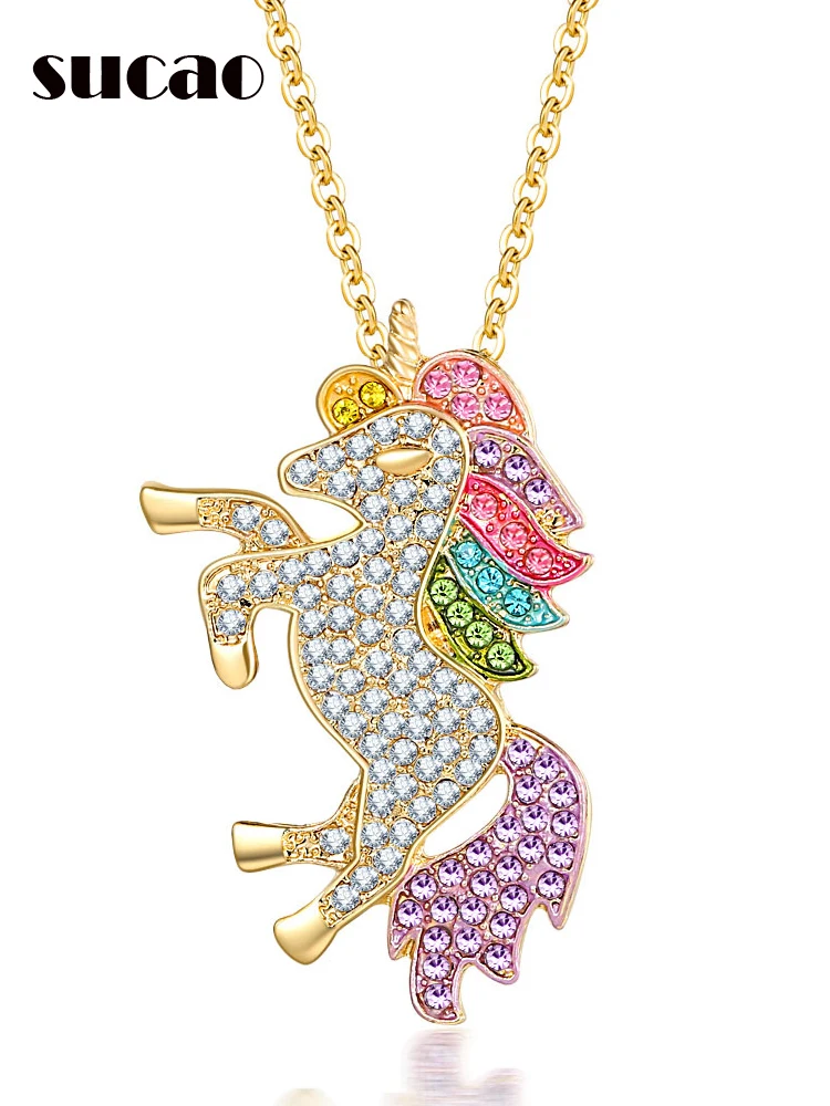 New Fashion Unicorn Necklace Rhinestone Necklace Valentine's Day Color Pony Pendant Manufacturers Spot Zodiac Necklace Jewelry
New Fashion Unicorn Necklace Rhinestone Necklace Valentine's Day Color Pony Pendant Manufacturers Spot Zodiac Necklace Jewelry