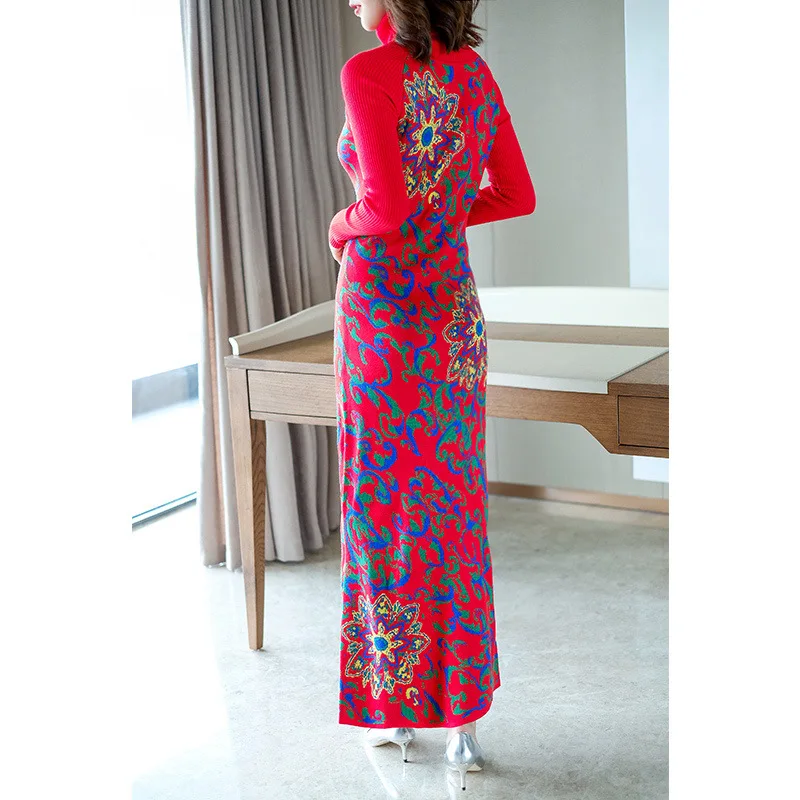 Dress Turtleneck Sweater Autumn Winter Long Dress Women Vintage Pattern Knitting Long Sleeve Casual Pullover Jumper Dress
Dress Turtleneck Sweater Autumn Winter Long Dress Women Vintage Pattern Knitting Long Sleeve Casual Pullover Jumper Dress