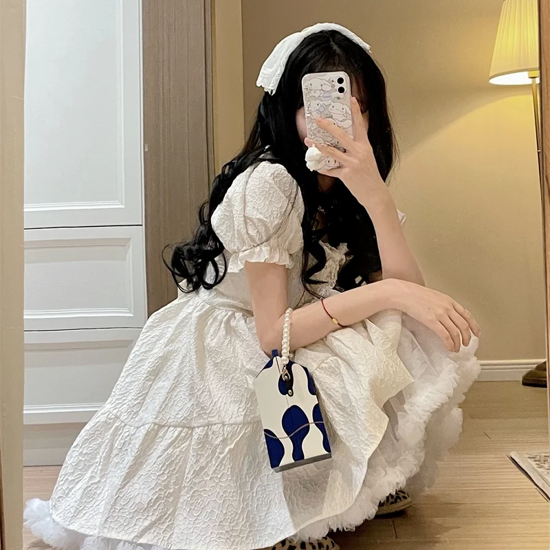Korean Summer Sweet Girly Style Mori Girl Dress Lace Square Collar Cute Puff Sleeve Vintage Ruffles Dress Tender Ball Gown Dress
Korean Summer Sweet Girly Style Mori Girl Dress Lace Square Collar Cute Puff Sleeve Vintage Ruffles Dress Tender Ball Gown Dress