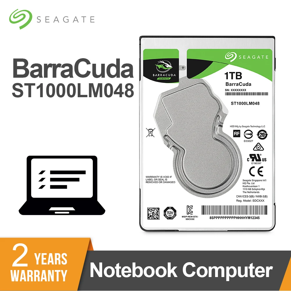 

Внутренний жесткий диск Seagate ST1000LM048, HDD 2,5 "1 ТБ SATA 6 ГБ/сек. 128 Мб кэш-памяти, для ноутбука, Винчестер 7 мм 5400 об/мин