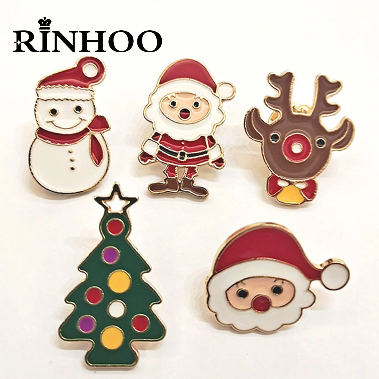 

Rinhoo Merry Christmas Brooches Cute Santa Claus Wear Hats Mask Xmas Tree Deer Elk Hug Gift Box Enamel Pins Badge New Year Gifts