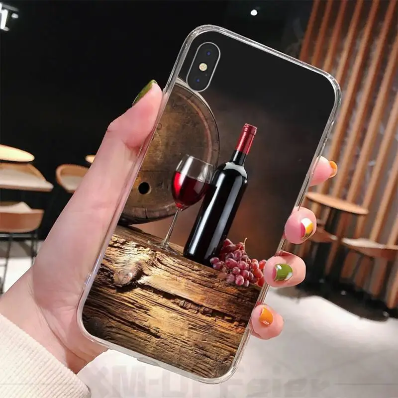 Чехол для iPhone 11 pro с винным бокалом мягкий черный чехол телефона iphone 6 6s plus 7 8 X XS XR MAX
