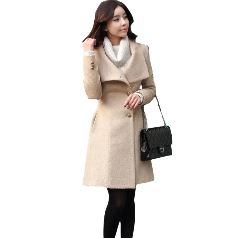 Single-breasted woolen coat female 2021 new ladies autumn thick warm pockets long coat Blends Woolens Overcoat XXL Plus size
Single-breasted woolen coat female 2021 new ladies autumn thick warm pockets long coat Blends Woolens Overcoat XXL Plus size