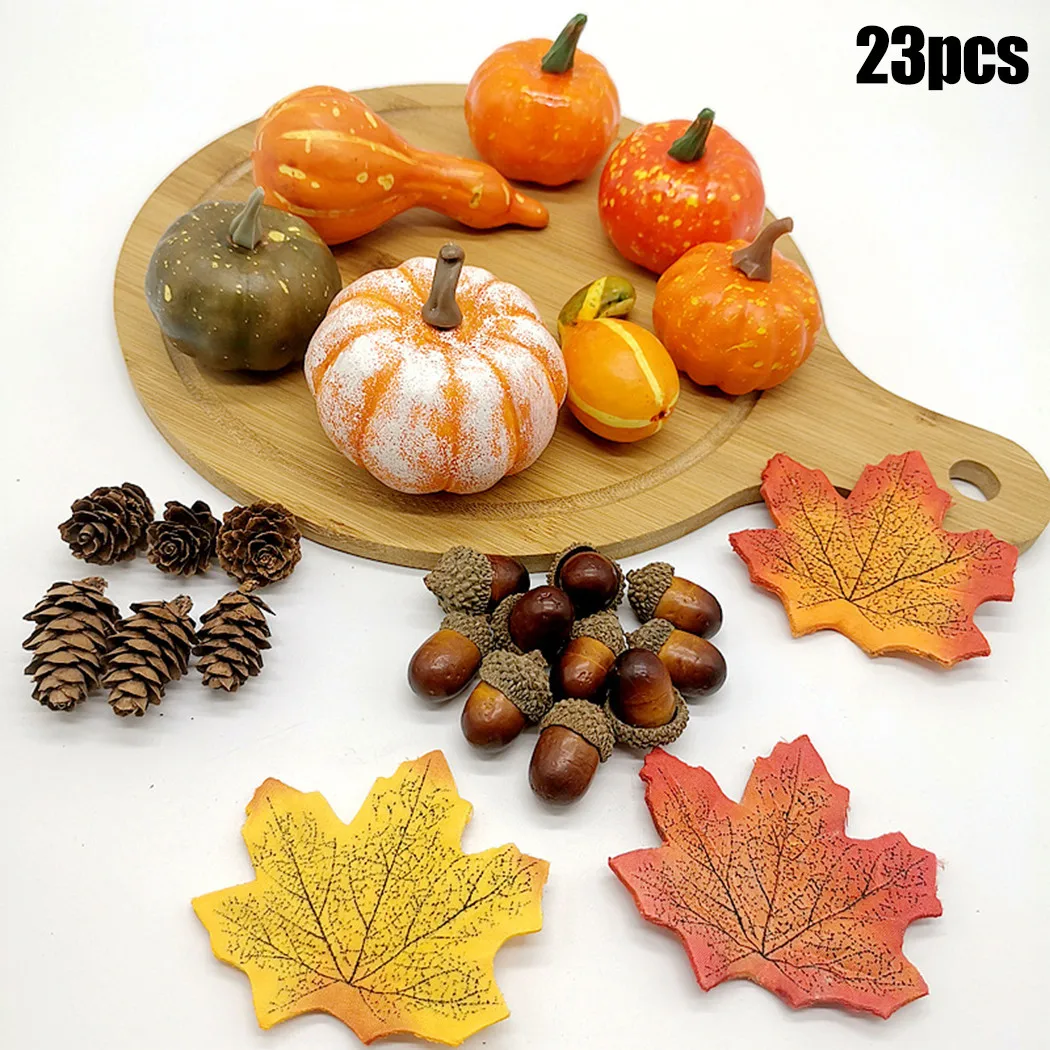 23pcs Artificial Vegetable Fruit Fake Simulation Pumpkin Maple Leaf Kitchen Desktop Decoration Wedding Party Ornament Home Decor
23pcs Artificial Vegetable Fruit Fake Simulation Pumpkin Maple Leaf Kitchen Desktop Decoration Wedding Party Ornament Home Decor