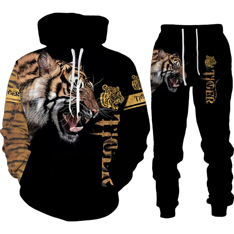 Autumn Winter Animal 3D Tiger Lion Printed Men's Hooded Sweater Set Men's Sportswear Tracksuit Long Sleeve Men's Clothing Suit 
Autumn Winter Animal 3D Tiger Lion Printed Men's Hooded Sweater Set Men's Sportswear Tracksuit Long Sleeve Men's Clothing Suit