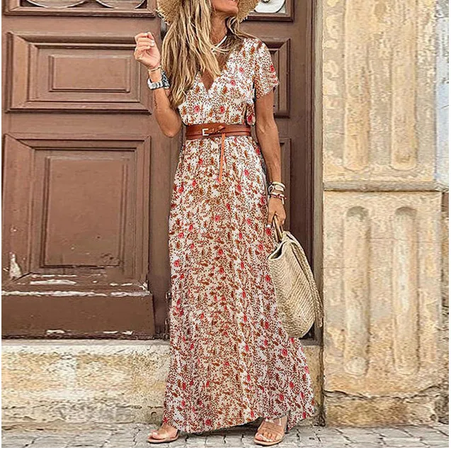 Womens Floral Vintage Boho Long Dress Print V-Neck Short Sleeve Elegant Dress Bohemian Vestidos Plus Size Dresses 2021 New
Womens Floral Vintage Boho Long Dress Print V-Neck Short Sleeve Elegant Dress Bohemian Vestidos Plus Size Dresses 2021 New