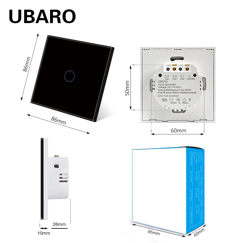 UBARO сенсорный выключатель ЕС Стандартный белого цвета с украшением в виде
