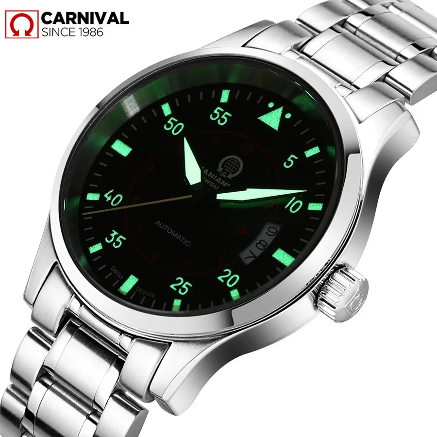 Carnival Top Brand Military Watch Men Luxury Fashion Luminous Waterproof Sapphire Mechanical Automatic Watches Relogio Masculino
Carnival Top Brand Military Watch Men Luxury Fashion Luminous Waterproof Sapphire Mechanical Automatic Watches Relogio Masculino
