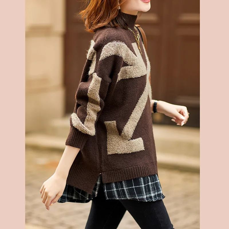2021 Autumn Winter Warm Women Dress New Fashion Large Size Loose Medium-length Half High Collar Knit Women Sweater Coffee Black
2021 Autumn Winter Warm Women Dress New Fashion Large Size Loose Medium-length Half High Collar Knit Women Sweater Coffee Black