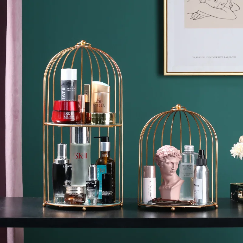 Wrought iron cage shelf, cosmetic skin care products display shelf to receive double dessert
Wrought iron cage shelf, cosmetic skin care products display shelf to receive double dessert
