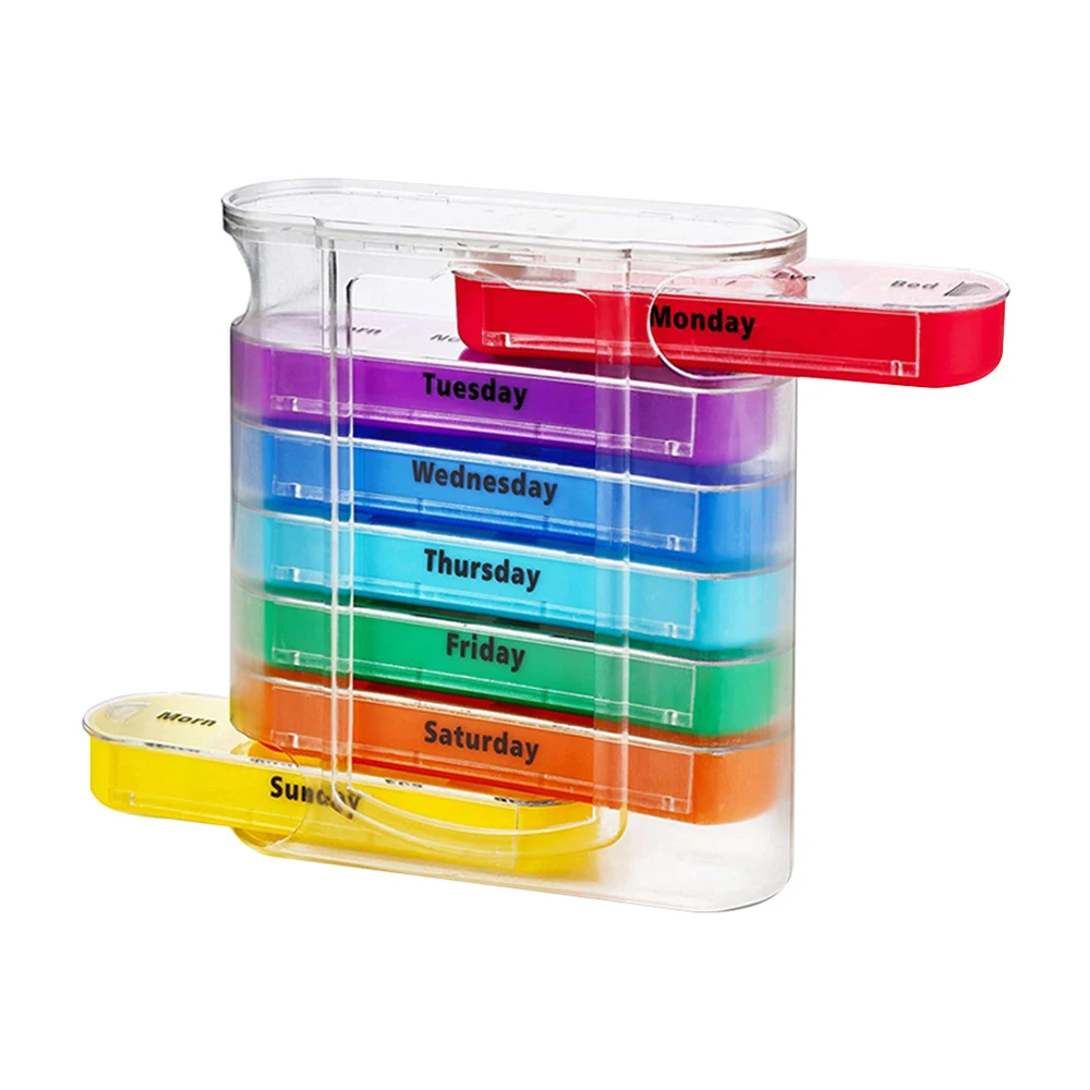 Weekly 7 Days Pill Box 28 Compartments Pill Organizer Plastic Medicine Storage Dispenser Cutter Drug Cases for Home Travel
Weekly 7 Days Pill Box 28 Compartments Pill Organizer Plastic Medicine Storage Dispenser Cutter Drug Cases for Home Travel