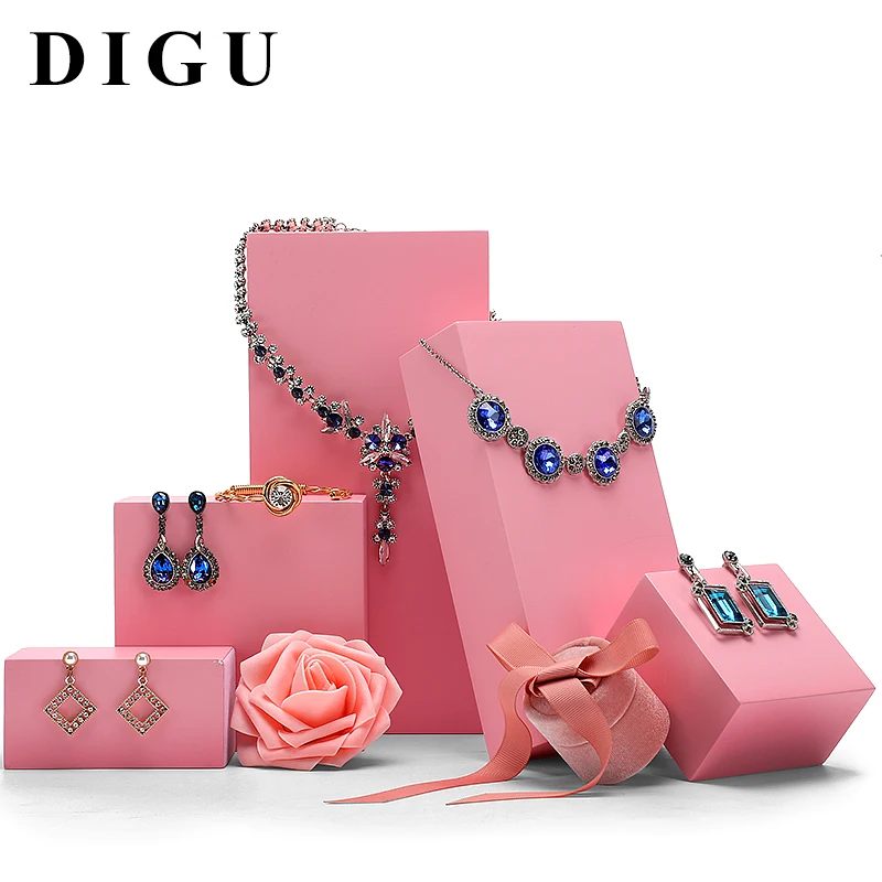 DIGU Роскошные Розовые ювелирные изделия дисплей реквизит колье серьги кулон Pops