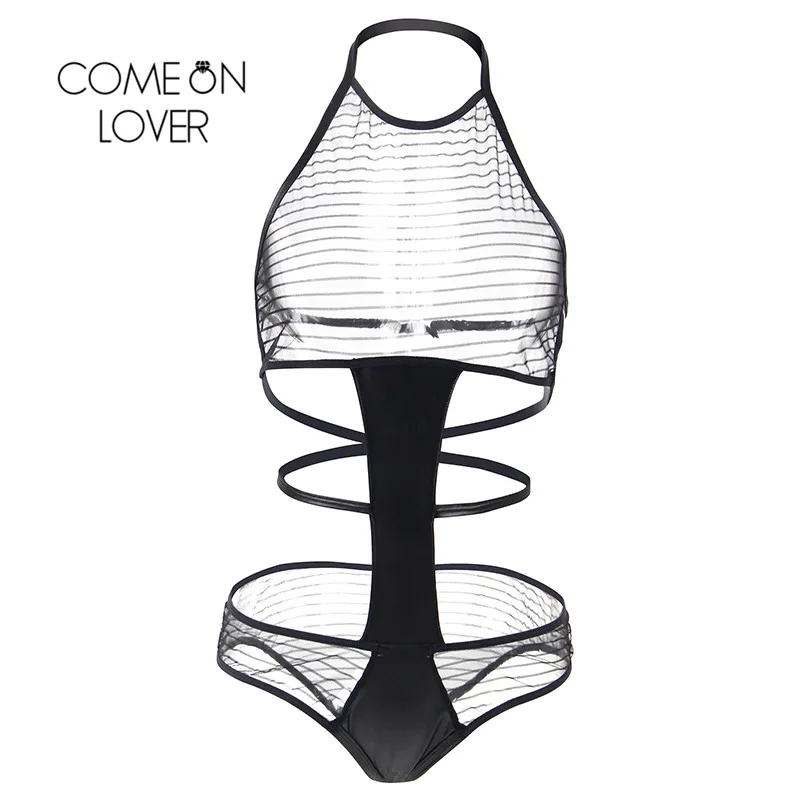 Comeonlover Эротическое нижнее белье, женское боди в полоску с открытой спиной и лямкой через шею, кружевное нижнее белье, ночная рубашка, трансар... 
Comeonlover Эротическое нижнее белье, женское боди в полоску с открытой спиной и лямкой через шею, кружевное нижнее белье, ночная рубашка, трансар...