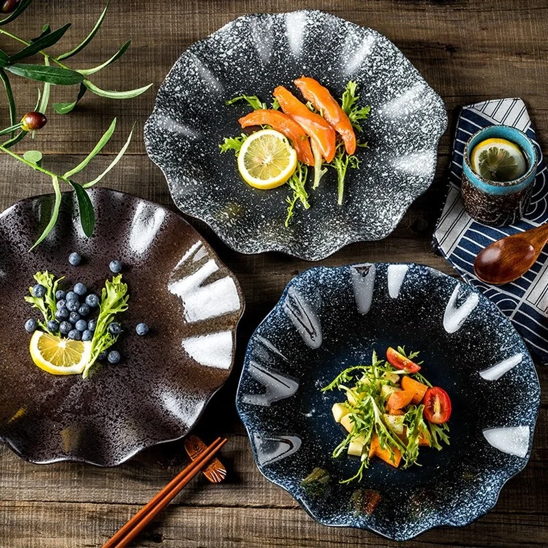 Japanese and Korean Retro Lotus Leaf Ceramic Plate Irregular Wavy Edge Creative Restaurant Dish Western Plate Porcelain Plate
Japanese and Korean Retro Lotus Leaf Ceramic Plate Irregular Wavy Edge Creative Restaurant Dish Western Plate Porcelain Plate