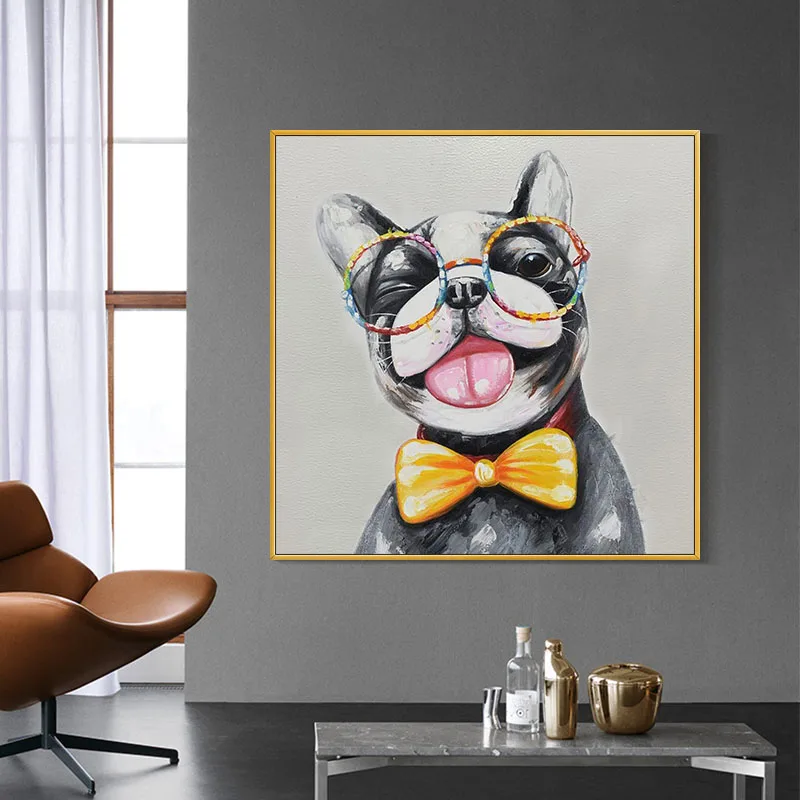 

100% картины ручной росписи картины маслом милая собака абстрактные картины для гостиной Подарок детская комната украшение большой размер