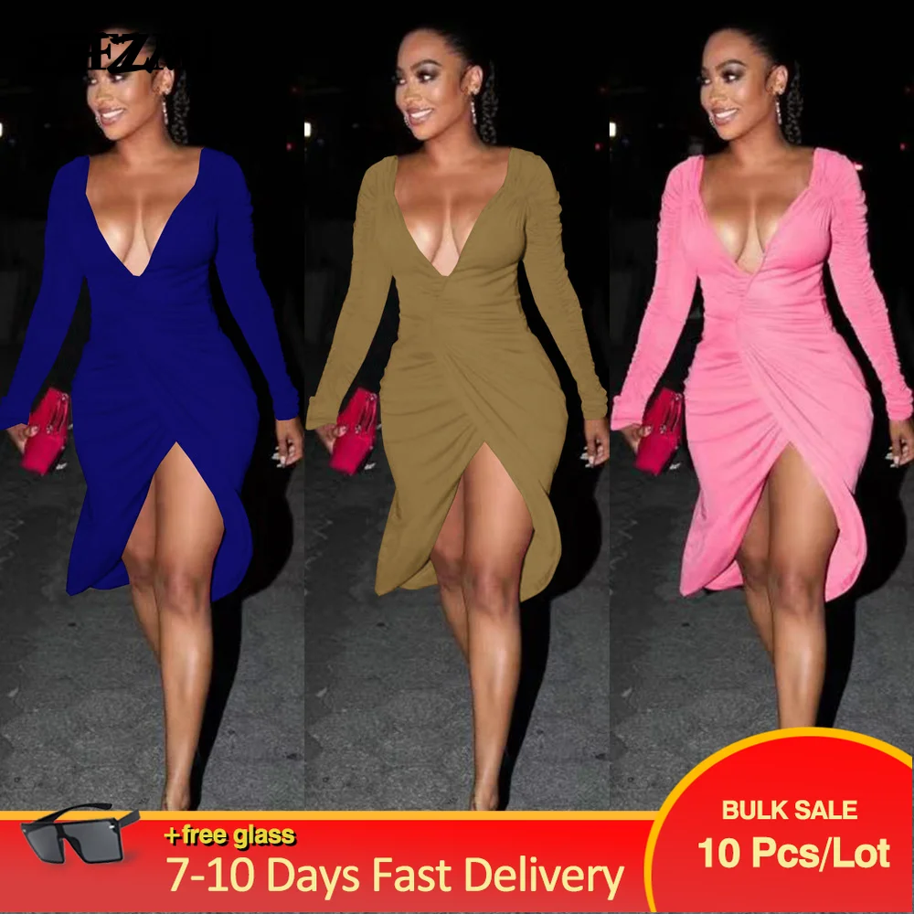 Elegant Classy Solid Front High Split Dress Woman Sexy Full Sleeve High Waist Pleated Dress Midnight Club Party Bandage Vestido
Elegant Classy Solid Front High Split Dress Woman Sexy Full Sleeve High Waist Pleated Dress Midnight Club Party Bandage Vestido