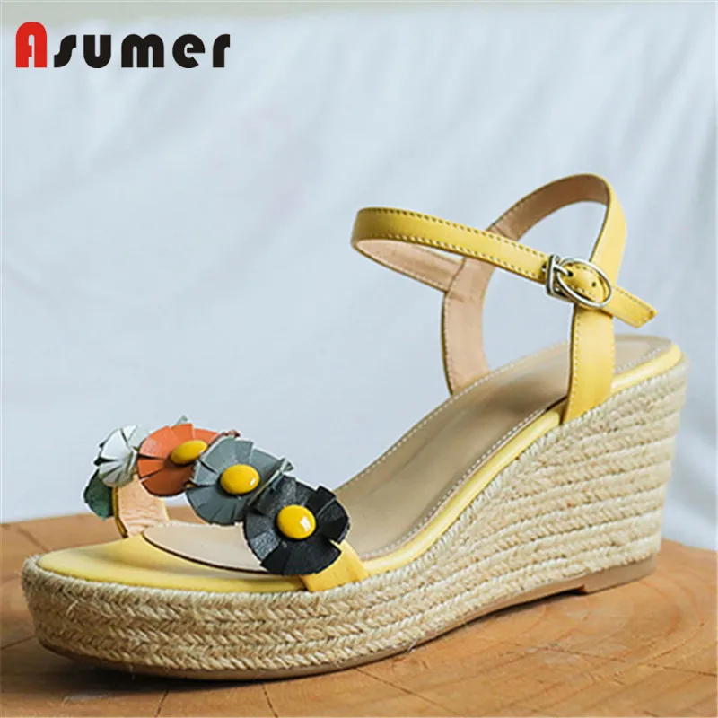 ASUMER 2020 hot sale genuine leather shoes women sandals buckle flower sweet party wedding shoes ladies wedges platform sandals
ASUMER 2020 hot sale genuine leather shoes women sandals buckle flower sweet party wedding shoes ladies wedges platform sandals