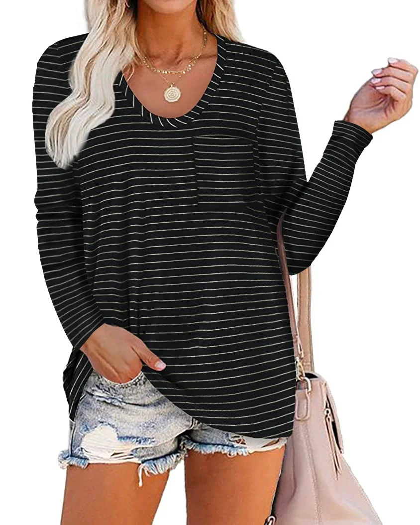 Women Black And White Stripes O Neck Casual Tops Long Sleeve Loose Pullover T-shirt 2021 Srping New Fashion Shirt
Women Black And White Stripes O Neck Casual Tops Long Sleeve Loose Pullover T-shirt 2021 Srping New Fashion Shirt
