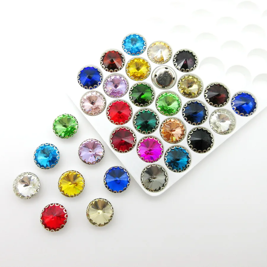 Colorful glass Crystal strass Silver base lacy claw 12mm Rivoli round shape Sew on rhinestones garment accessorie diy decoration
Colorful glass Crystal strass Silver base lacy claw 12mm Rivoli round shape Sew on rhinestones garment accessorie diy decoration