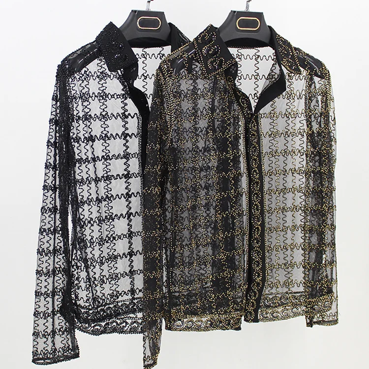 Zanzea Cotton Broadcloth New Blusas Blouse Korean Free Shipping 2020 Sexy Mesh Top Beaded Long-sleeved Shirt Women
Zanzea Cotton Broadcloth New Blusas Blouse Korean Free Shipping 2020 Sexy Mesh Top Beaded Long-sleeved Shirt Women