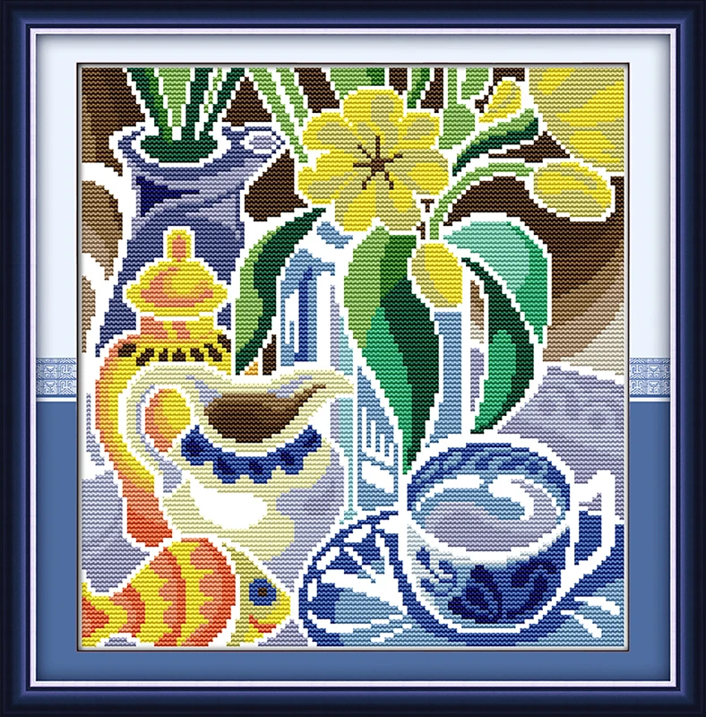 Flowers in the blue and white porcelain cross stitch kit aida 18ct 14ct canvas stitching embroidery DIY handmade needlework plus
Flowers in the blue and white porcelain cross stitch kit aida 18ct 14ct canvas stitching embroidery DIY handmade needlework plus
