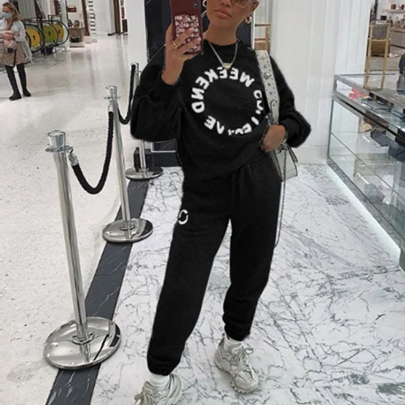 New Fashion Letter Print Long Sleeve Top & Drawstring Pants Set Women Casual Sweatshirt Two-Piece Sets Slim Streetwear Tracksuit
New Fashion Letter Print Long Sleeve Top & Drawstring Pants Set Women Casual Sweatshirt Two-Piece Sets Slim Streetwear Tracksuit