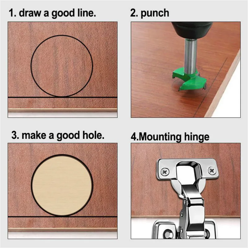 35mm Hinge Hole Drilling Guide Locator Hinge Drilling Jig Drill Bits Woodworking Door Hole Opener Cabinet Accessories Tools
35mm Hinge Hole Drilling Guide Locator Hinge Drilling Jig Drill Bits Woodworking Door Hole Opener Cabinet Accessories Tools