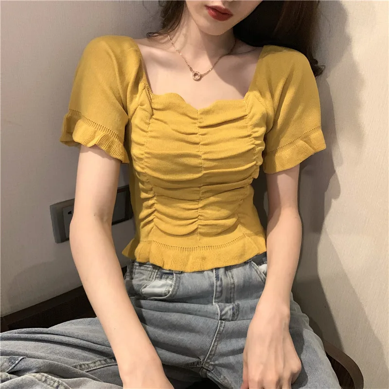 zaraing korean style crop top 2020 women summer tops mujer Hyuna ropa feminina collar knited t-shirt design niche egirl harajuku
zaraing korean style crop top 2020 women summer tops mujer Hyuna ropa feminina collar knited t-shirt design niche egirl harajuku