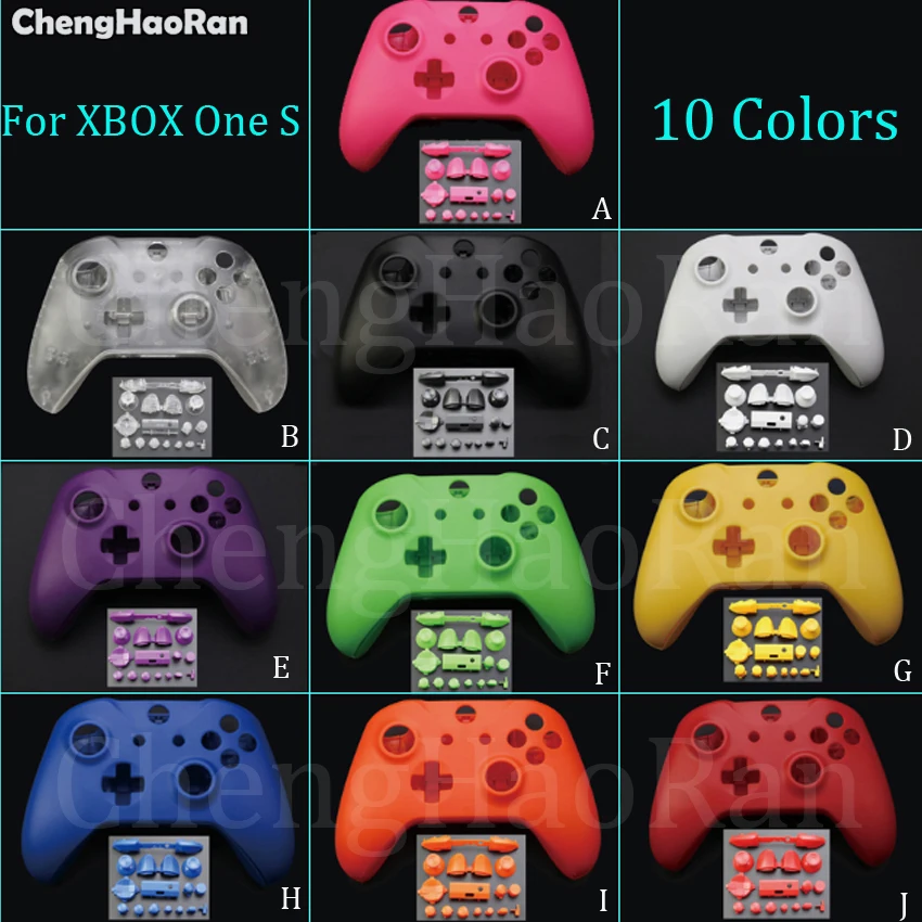 

ChengHaoRan 10 Colors For XBox One Slim XBOXONE S Controller Fashion Front Top Handle Housing Shell Faceplate Case Cover+button