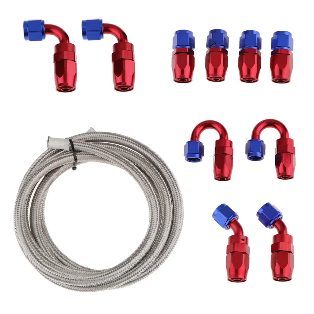 2x AN6 Nylon and Stainless Steel Braidied Oil Gas Fuel Hose Fuel Line + 20pcs Hose Fitting Kit
2x AN6 Nylon and Stainless Steel Braidied Oil Gas Fuel Hose Fuel Line + 20pcs Hose Fitting Kit