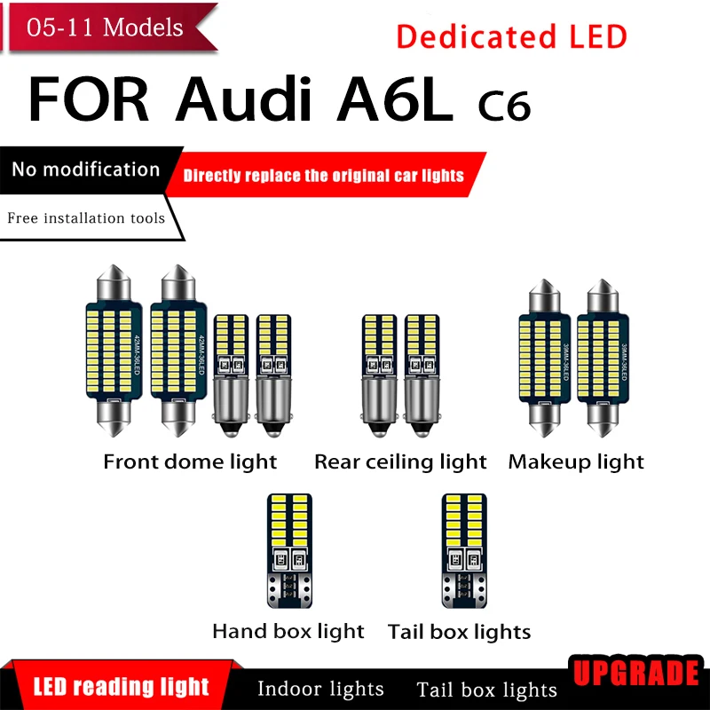 10 Pcs/set Car White Interior Reading LED Light Bulbs Package 39mm 42mm 12V For Audi A6L C6 2005-2011 Car Map Dome License Light
10 Pcs/set Car White Interior Reading LED Light Bulbs Package 39mm 42mm 12V For Audi A6L C6 2005-2011 Car Map Dome License Light
