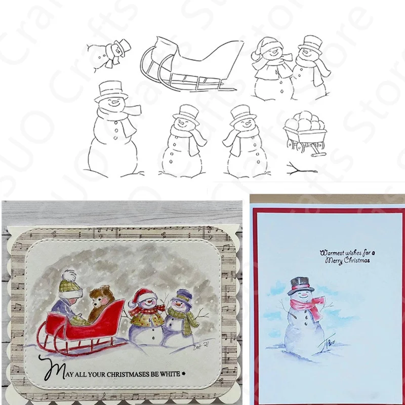 

Christmas Snowman Sled Pattern Stamps For DIY Art Decoration Making Painting Card Scrapbooking No Metal Cutting Dies New Arrival