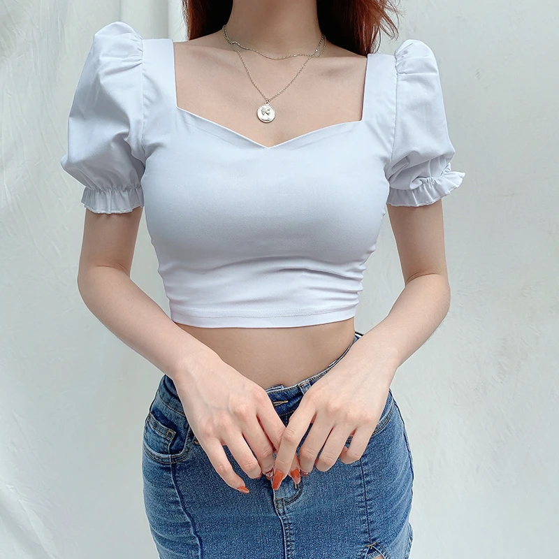 Women Solid Color Puff Sleeves Crop Top Square Neck Slim Fit T-shirts Pullover Summer Fashion Trend Blouse Vintage Streetwear
Women Solid Color Puff Sleeves Crop Top Square Neck Slim Fit T-shirts Pullover Summer Fashion Trend Blouse Vintage Streetwear