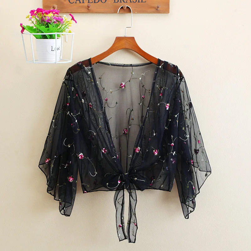 Summer Appliques Cardigan for Women Thin Small Flower Outwear Spring See Through Transparent Jacket Female Cute Coat Fashion
Summer Appliques Cardigan for Women Thin Small Flower Outwear Spring See Through Transparent Jacket Female Cute Coat Fashion