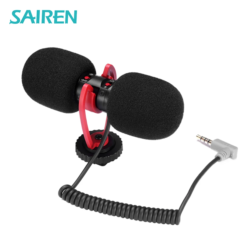 Мини-микрофон SAIREN T-MIC, двойная головка, суперкардиоидный стерео микрофон для записи, штекер TRRS 3,5 мм для камеры DSLR, смартфона, видео
Мини-микрофон SAIREN T-MIC, двойная головка, суперкардиоидный стерео микрофон для записи, штекер TRRS 3,5 мм для камеры DSLR, смартфона, видео