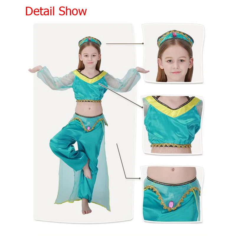 girl Aladdin and the magic lamp Jasmine Princess Costumes Cosplay For Children Halloween Party Belly Dance Dress Indian Costume
girl Aladdin and the magic lamp Jasmine Princess Costumes Cosplay For Children Halloween Party Belly Dance Dress Indian Costume