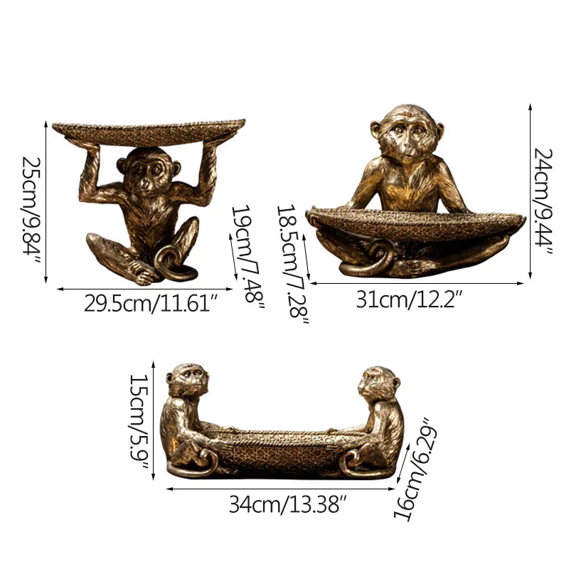 Nordic Antique Bronze Monkey Figurine Tray Modern Art Resin Animal Fruit Tray Ornament Home Decoration Accessories Room Decor
Nordic Antique Bronze Monkey Figurine Tray Modern Art Resin Animal Fruit Tray Ornament Home Decoration Accessories Room Decor