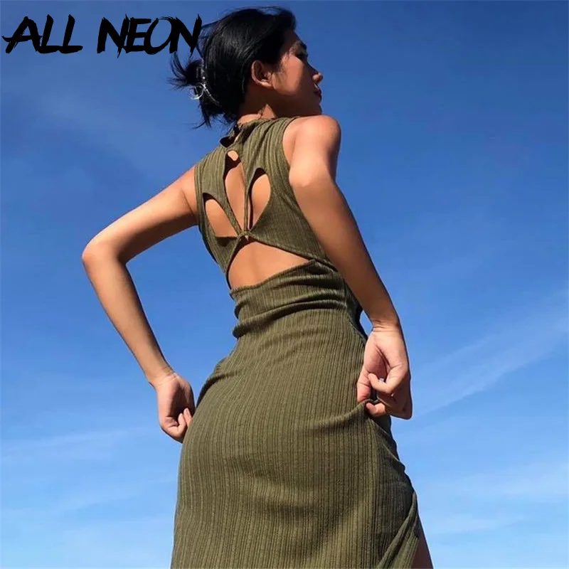 ALLNeon E-Girl Vintage Button Up Slit Midi Dress Fashion Sexy Hollow Out Backless Ribbed Long Dresses Army Green Partywear
ALLNeon E-Girl Vintage Button Up Slit Midi Dress Fashion Sexy Hollow Out Backless Ribbed Long Dresses Army Green Partywear