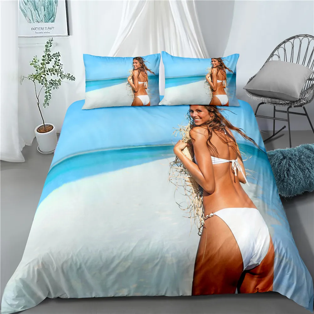 2/3 Pieces Bikini Beach Bedding Set Sexy Buttocks Girl Duvet Cover 3D Printing Wet Clothes Cover Set Single Double King Size
2/3 Pieces Bikini Beach Bedding Set Sexy Buttocks Girl Duvet Cover 3D Printing Wet Clothes Cover Set Single Double King Size