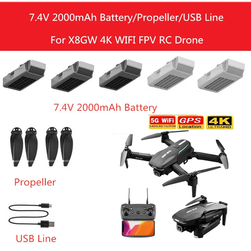 Запасная батарея для дрона X8GW 5G 4K GPS WIFI FPV RC 7,4 в 2000 мАч/USB линия/Пропеллер для X8GW аксессуары X8GW Основные Лезвия
Запасная батарея для дрона X8GW 5G 4K GPS WIFI FPV RC 7,4 в 2000 мАч/USB линия/Пропеллер для X8GW аксессуары X8GW Основные Лезвия